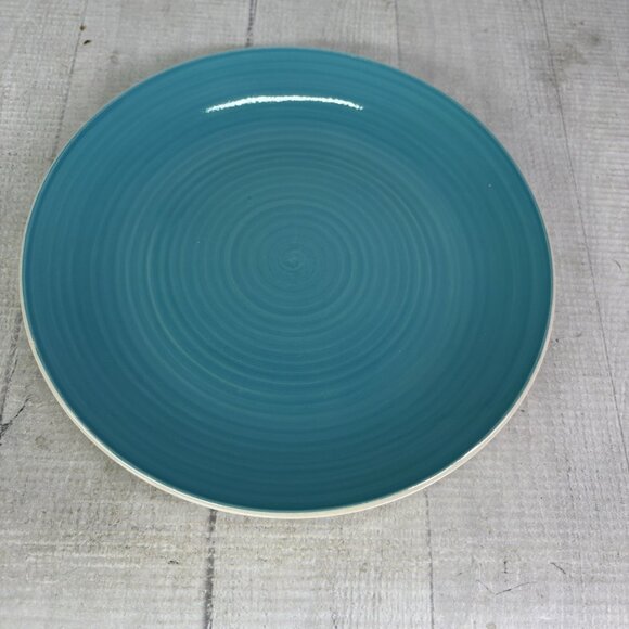 Dover & York DYO1 CIRCLES Rings Swirl Aqua Stoneware Coupe Salad Plates Set of 3 - Picture 4 of 16